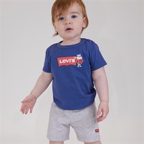 Levi's Baby Jongens mascotte vleermuis T-shirt en shorts set donkerblauw