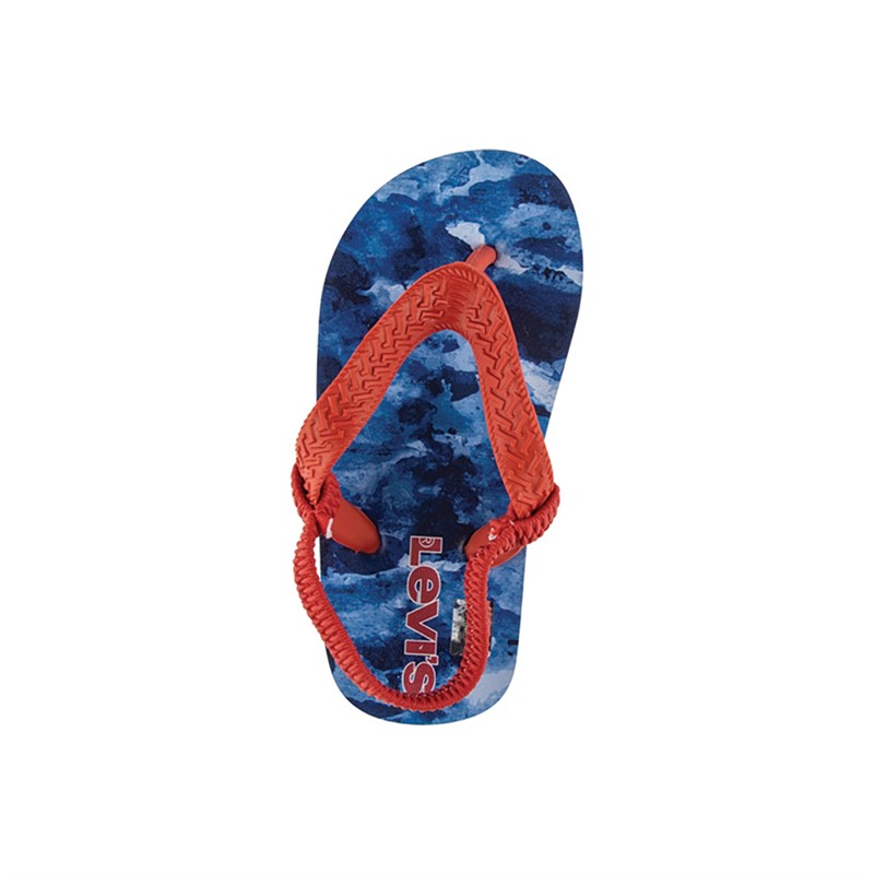 Levi's Jongens South Beach Camo Slippers Navy/Rood