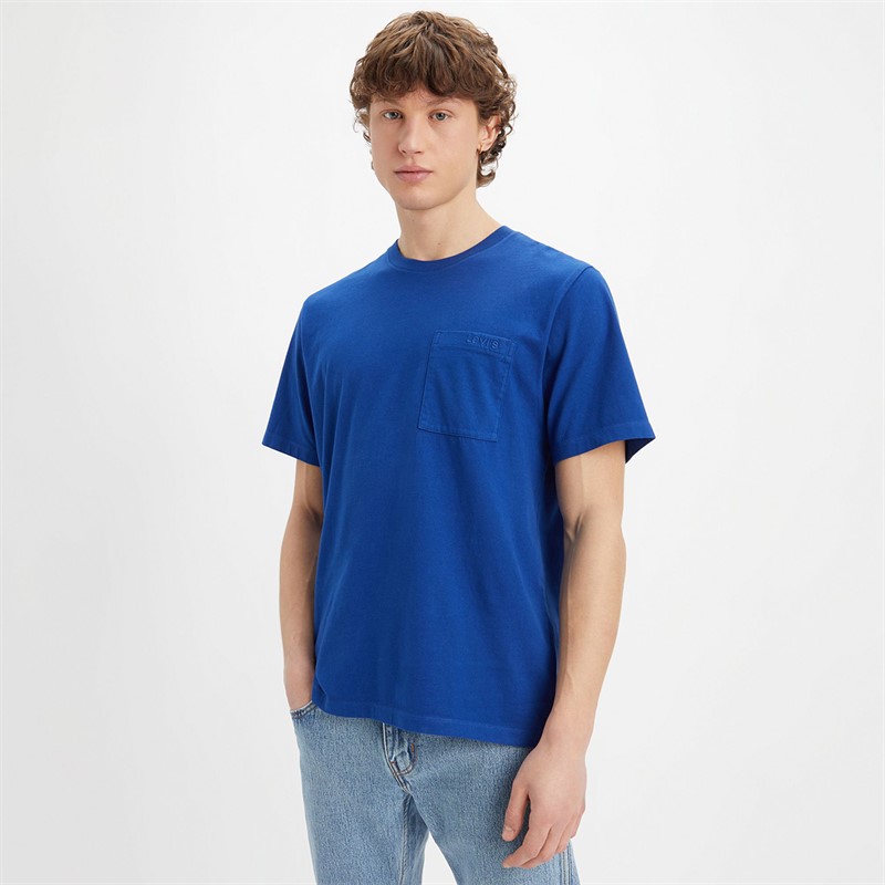 Levi's T-shirt à poche Homme Bleu sodalite teinture vêtement Bleu sodalite