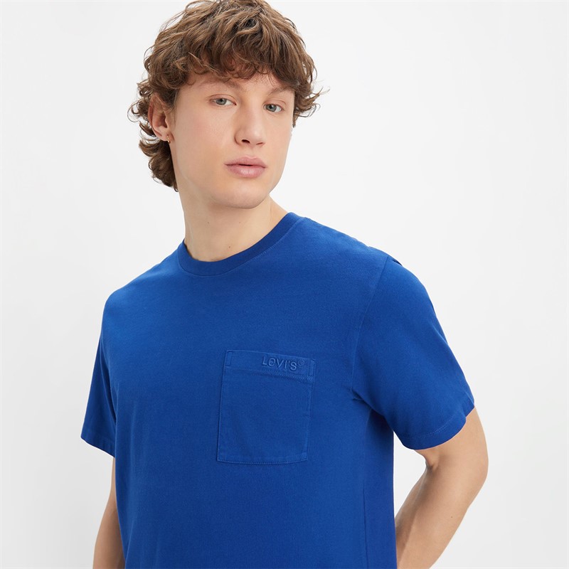 Levi's T-shirt à poche Homme Bleu sodalite teinture vêtement Bleu sodalite