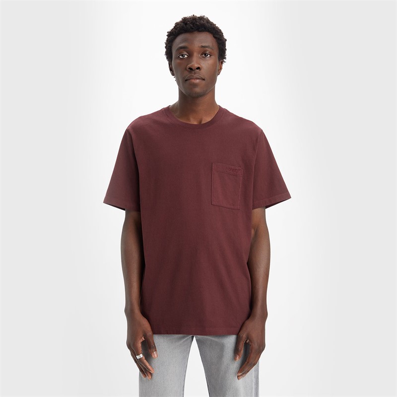 Levi's T-shirt Homme Poche Teinture Délavée Chocolat Décadent Chocolat