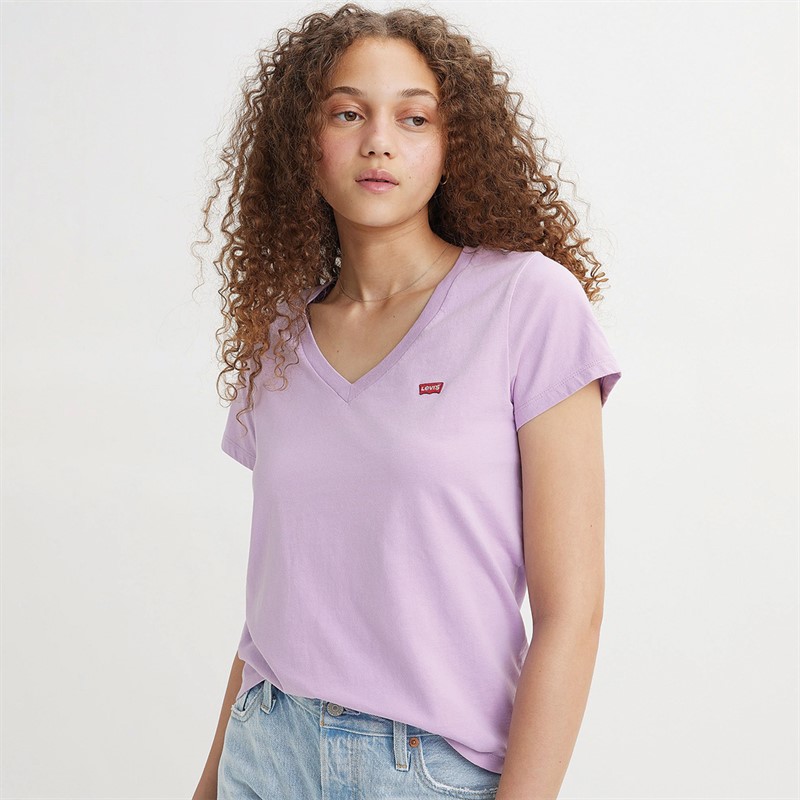 Levi s T shirt a col en V parfait Femme Rose pourpre