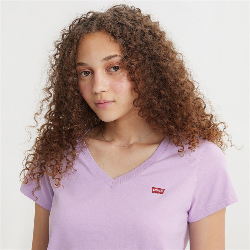 Levi's Womens Perfect V-Neck T-Shirt Purple Rose