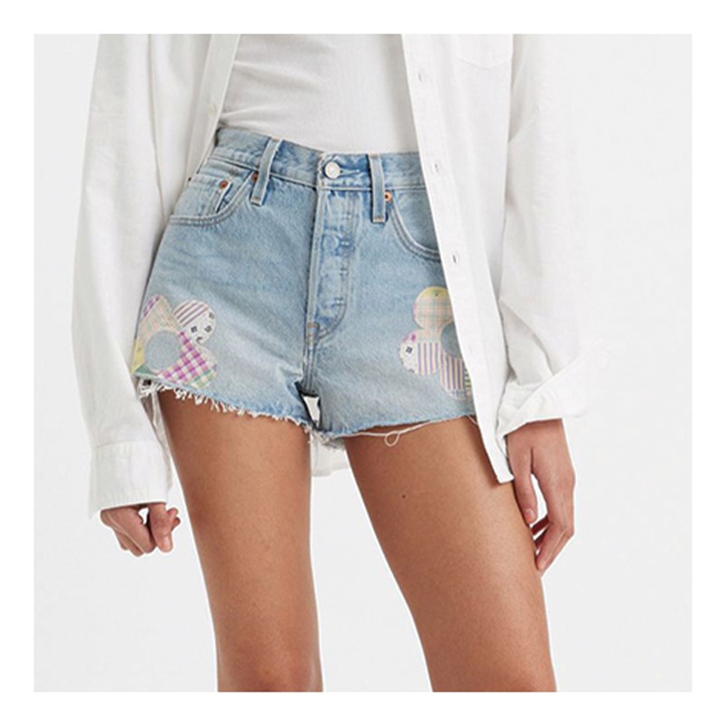 Levi's Short en jean Femme 501 Original, couleur blanc cassé