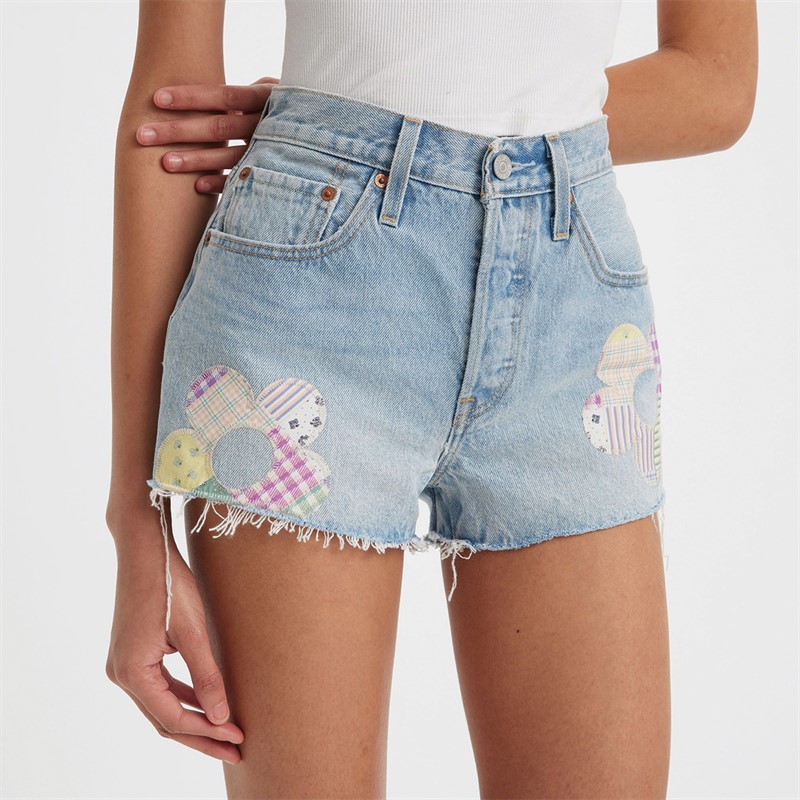 Levi's Short en jean Femme 501 Original, couleur blanc cassé