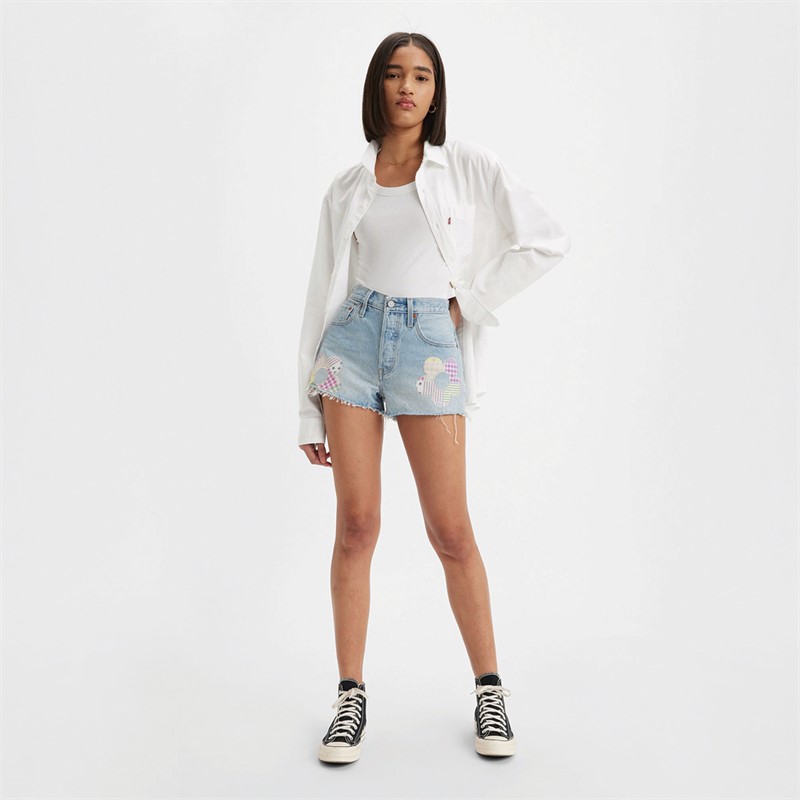 Levi's Short en jean Femme 501 Original, couleur blanc cassé