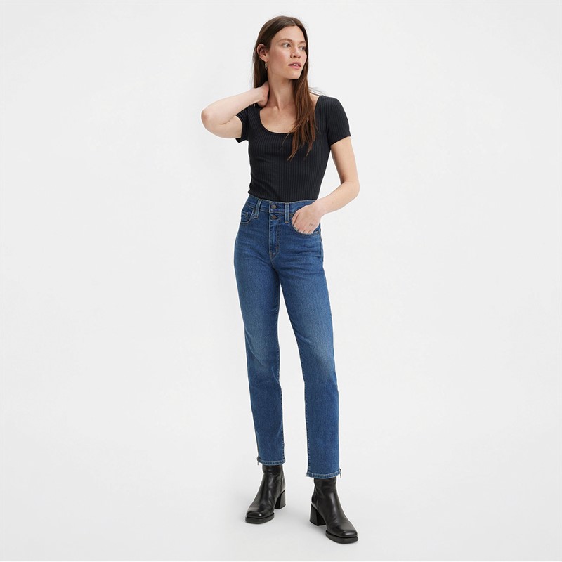 Levi's Dames 724 Knoop Jeans Alle Geritst