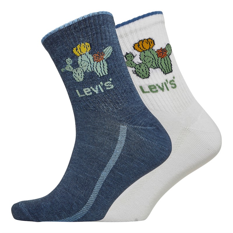 Levi's Mens Placed Cactus Short Cut Two Pack Socks Blue Combo