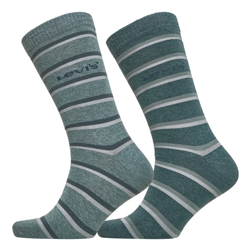 Levi's Mens Bird Eye Stripe Regular Cut Two Pack Socks Dark Slate