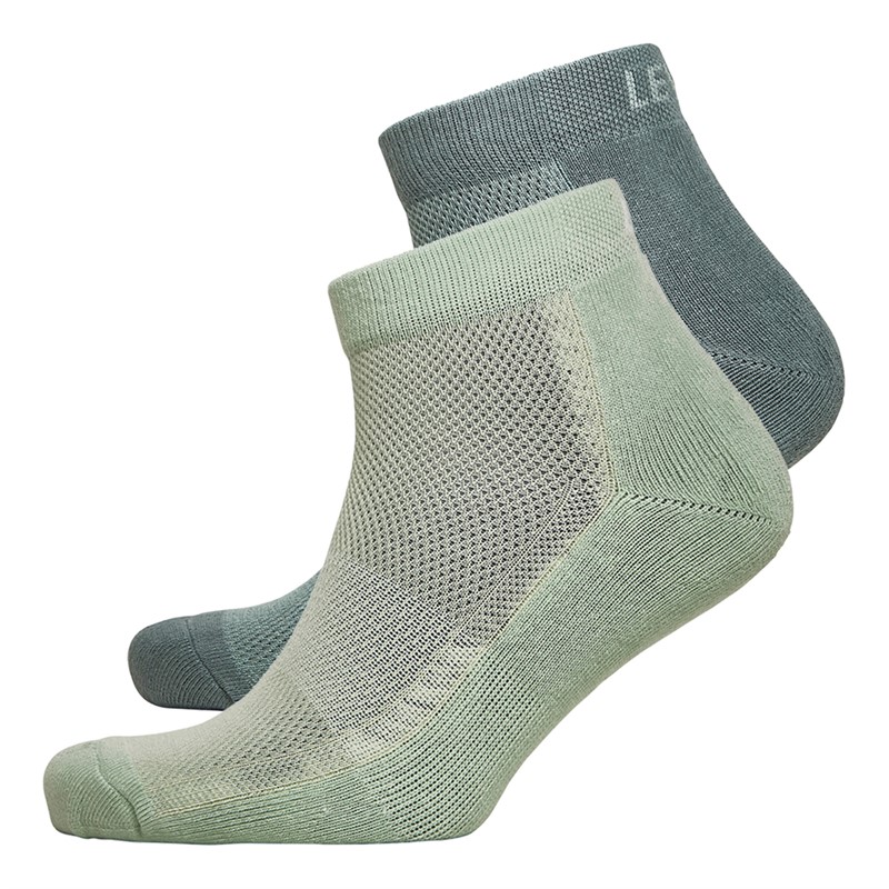 Levi's Mens Mesh Blocking Mid Cut Two Pack Socks Green Combo