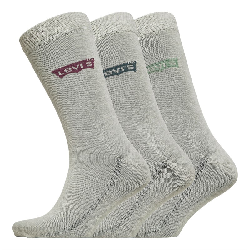 Levi's Mens Batwing Logo Regular Cut Three Pack Socks Oatmeal