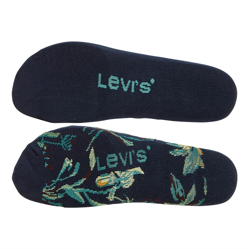 Levi's Mens Flower Regular Cut Two Pack Socks Navy