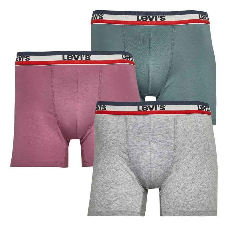 Levi's Mens Logo Three Pack Boxer Briefs Pink Combo