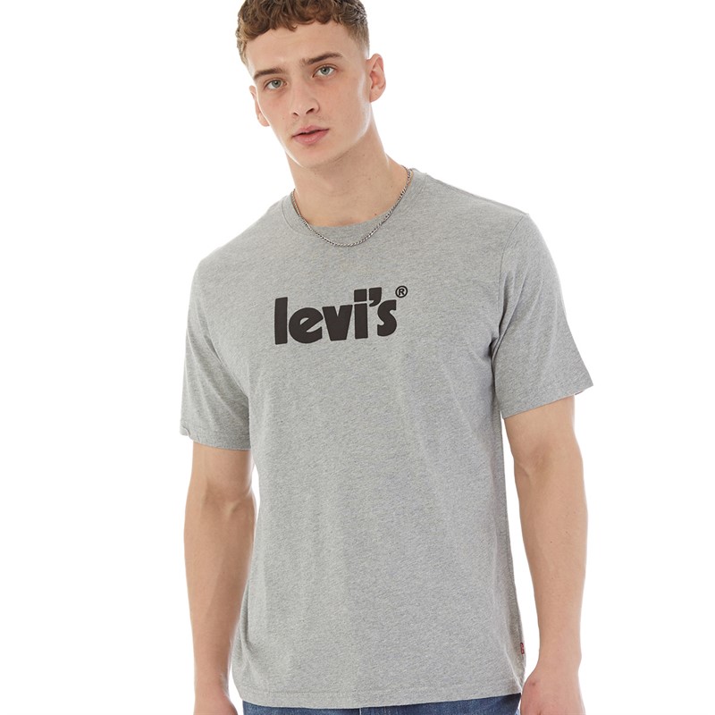 Levi's Mens Relaxed Fit T-Shirt Poster Logo Medium Heather Grey