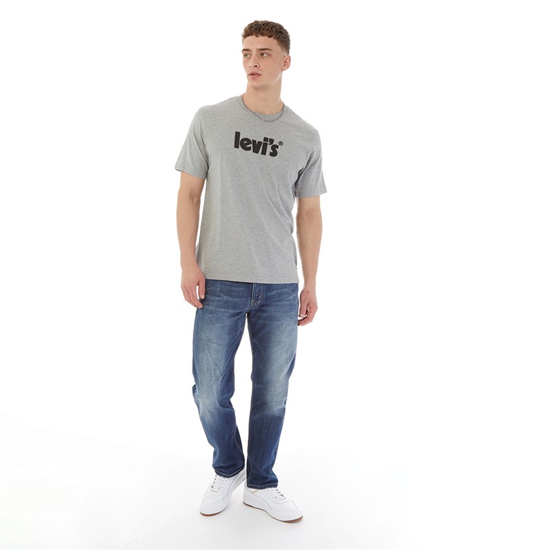 Levi's Mens Relaxed Fit T-Shirt Poster Logo Medium Heather Grey