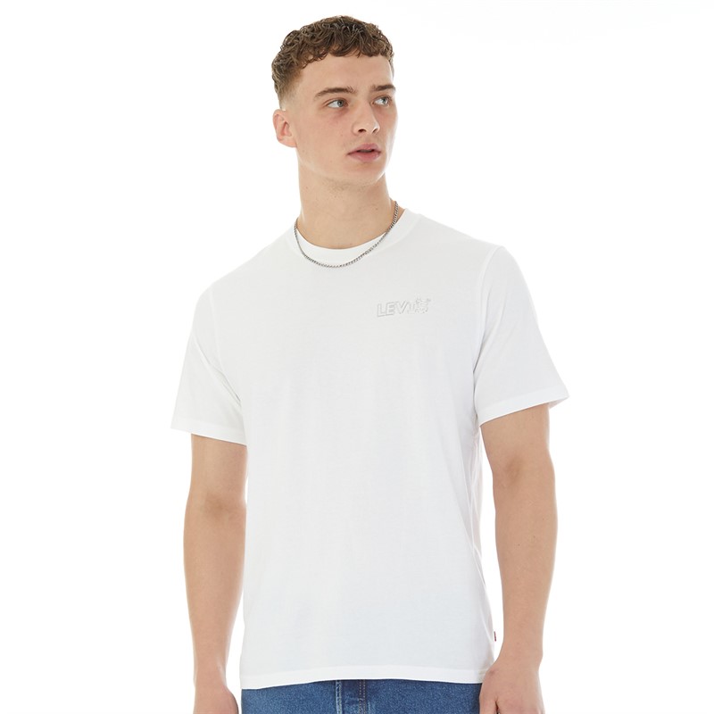 Levi's Mens Relaxed Fit T-Shirt Chrome Headline White