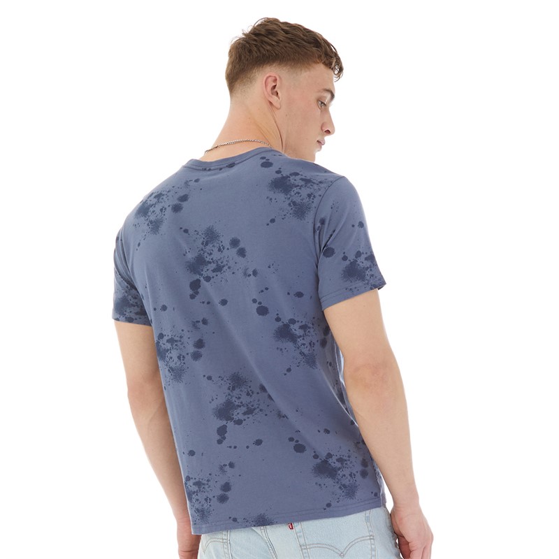 Levi's Mens Relaxed Babytab T-Shirt Splatter Paint Vintage Indigo X