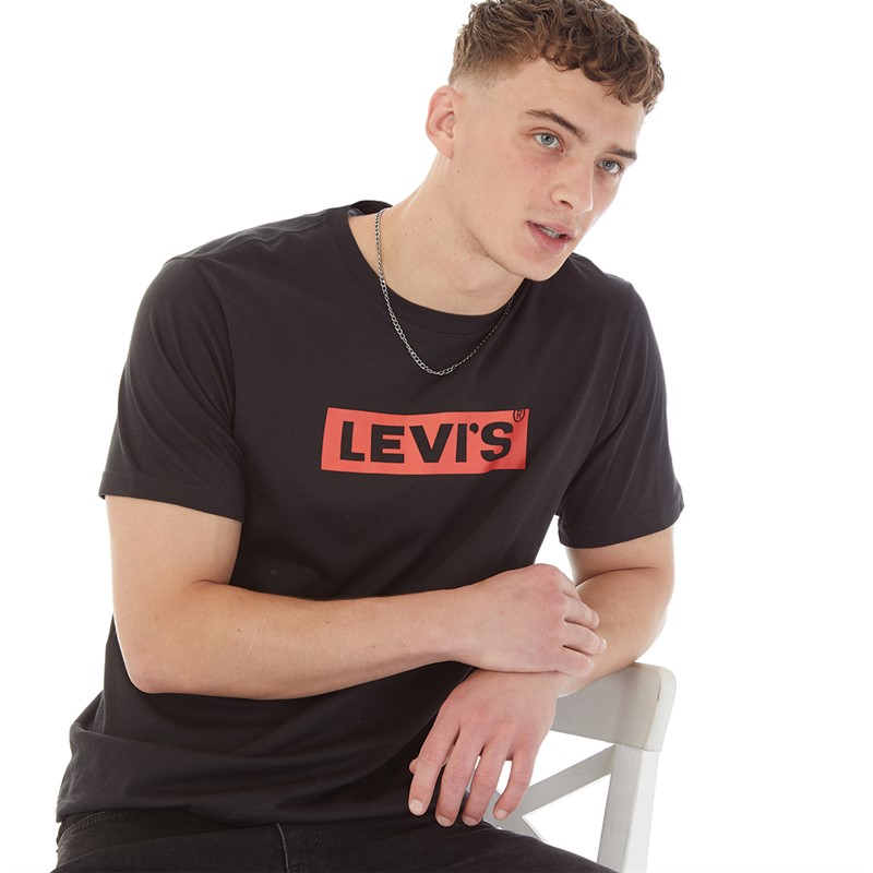 Levi's Mens Relaxed Fit T-Shirt Boxtab Caviar