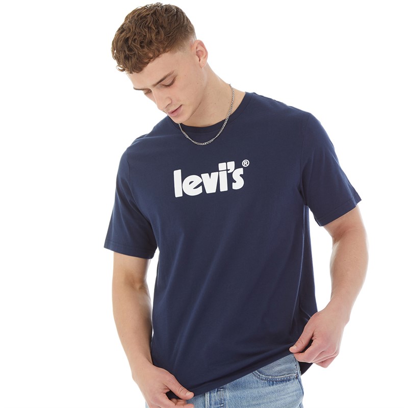 Levi's Mens Relaxed Fit T-Shirt Poster Logo Dress Blues