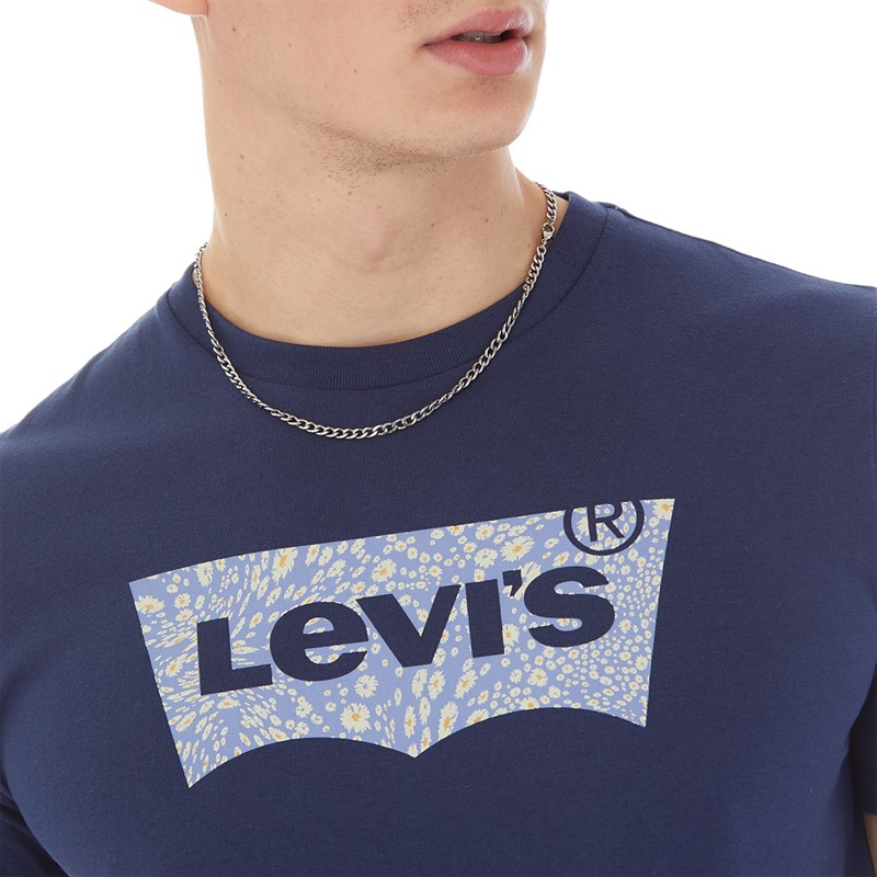 Levi's Mens Graphic T-Shirt Batwing Floral Fill Naval Academy