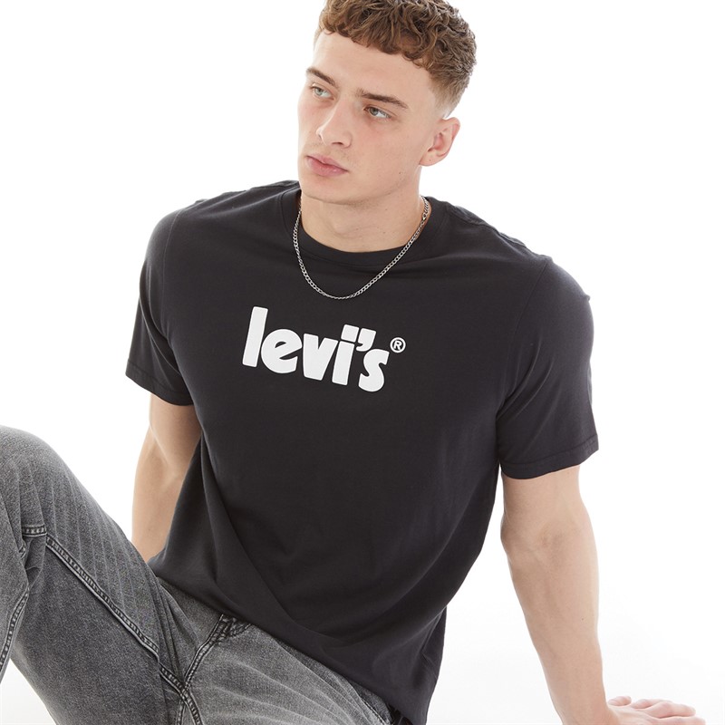 Levi's Mens Relaxed Fit T-Shirt Poster Logo Caviar