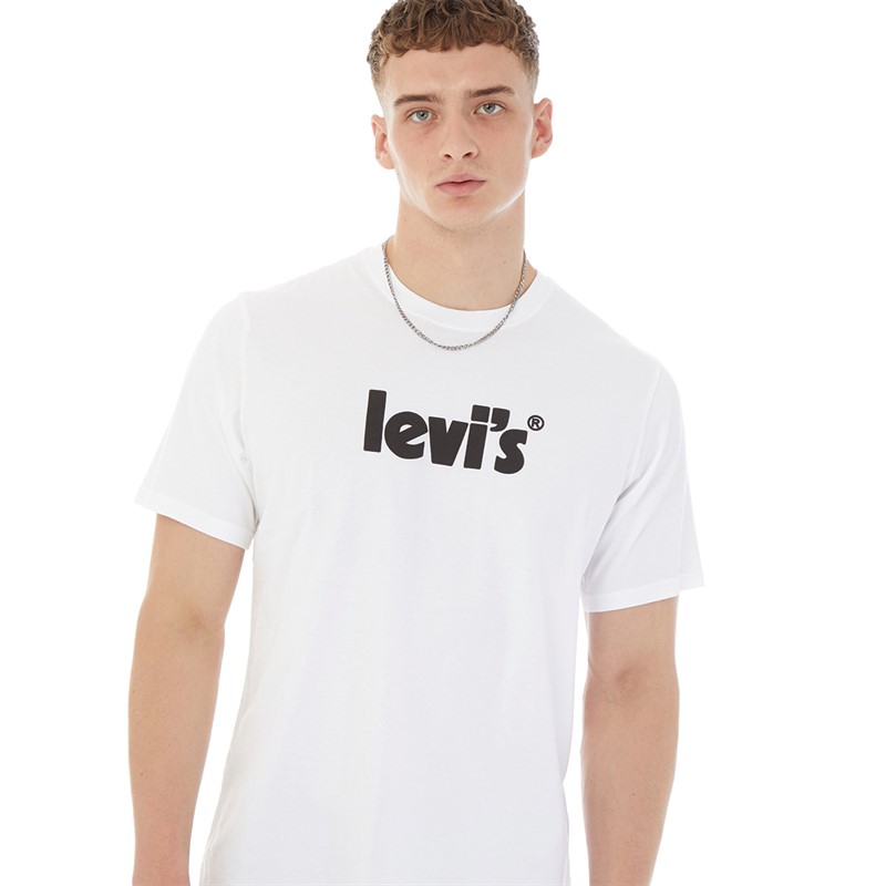 Levi's Mens Relaxed Fit T-Shirt Poster Logo White