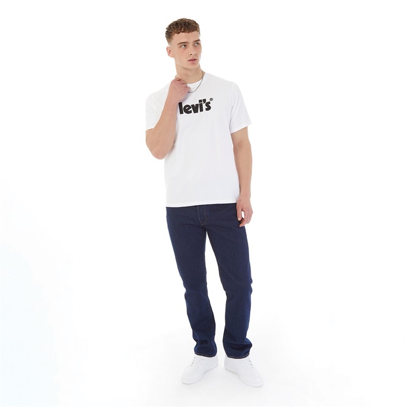 Levi's Mens Relaxed Fit T-Shirt Poster Logo White