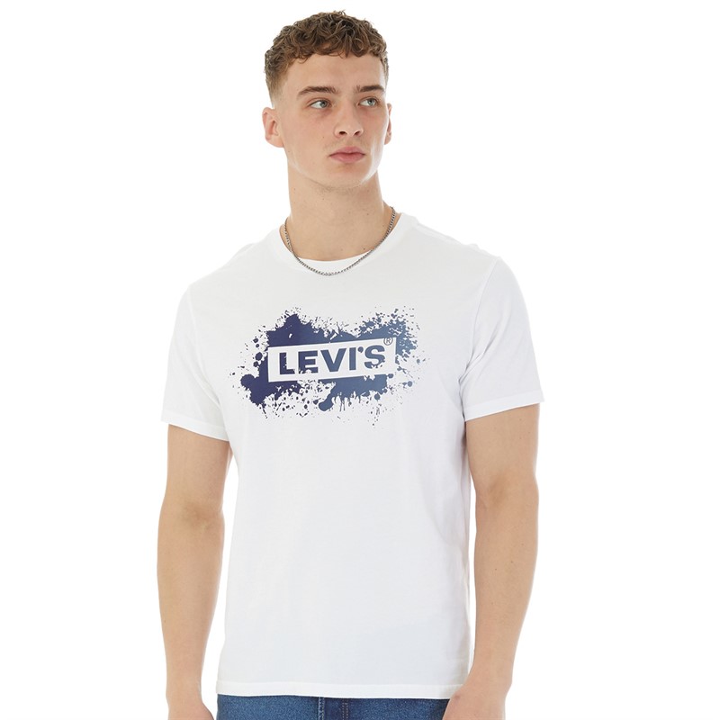 Levi's Mens Relaxed Babytab T-Shirt Boxtab Splatter White