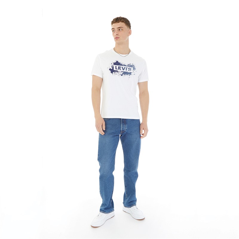 Levi's Mens Relaxed Babytab T-Shirt Boxtab Splatter White