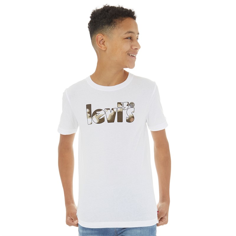 Levi's Jongens Camo Poster Logo T-shirt Helwit