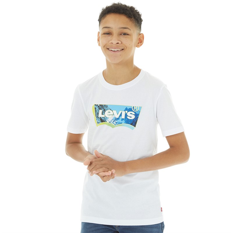 Levi's Jongens T-shirt met Landschap Print Wit