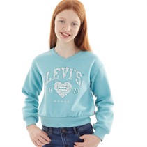 Levi's Girls Meet And Greet Lace Trim Sweatshirt Aqua Sea Blue