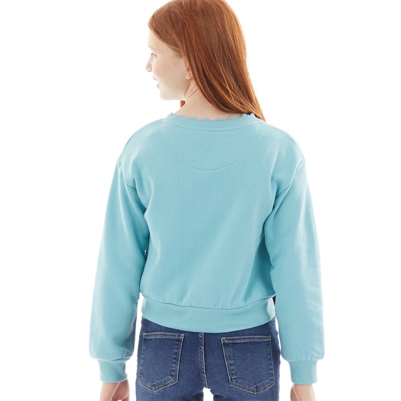 Levi's Girls Meet And Greet Lace Trim Sweatshirt Aqua Sea Blue