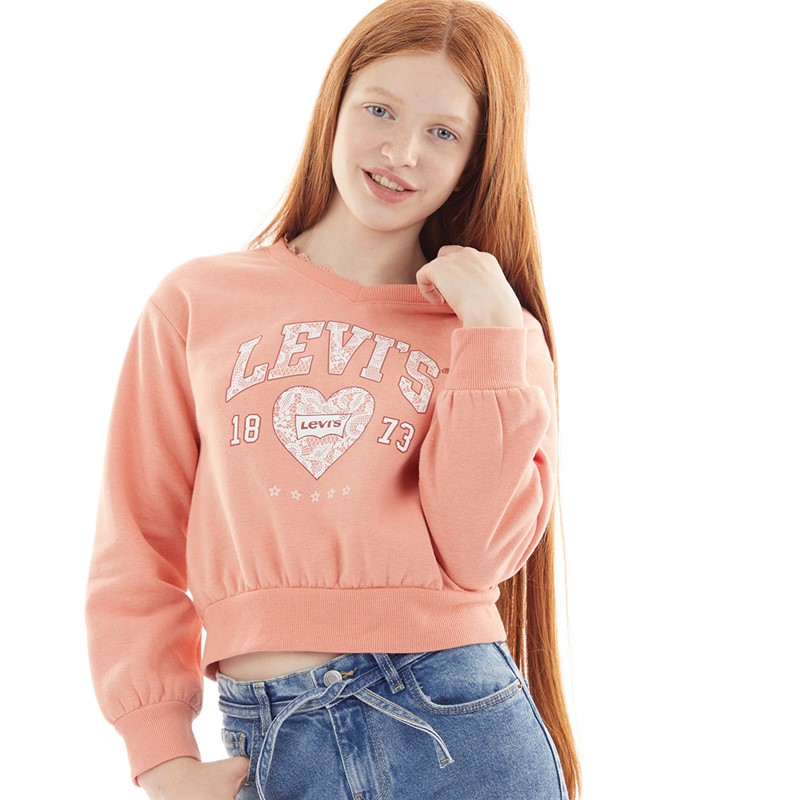 Levi's Girls Meet And Greet Lace Trim Sweatshirt Terra Cotta