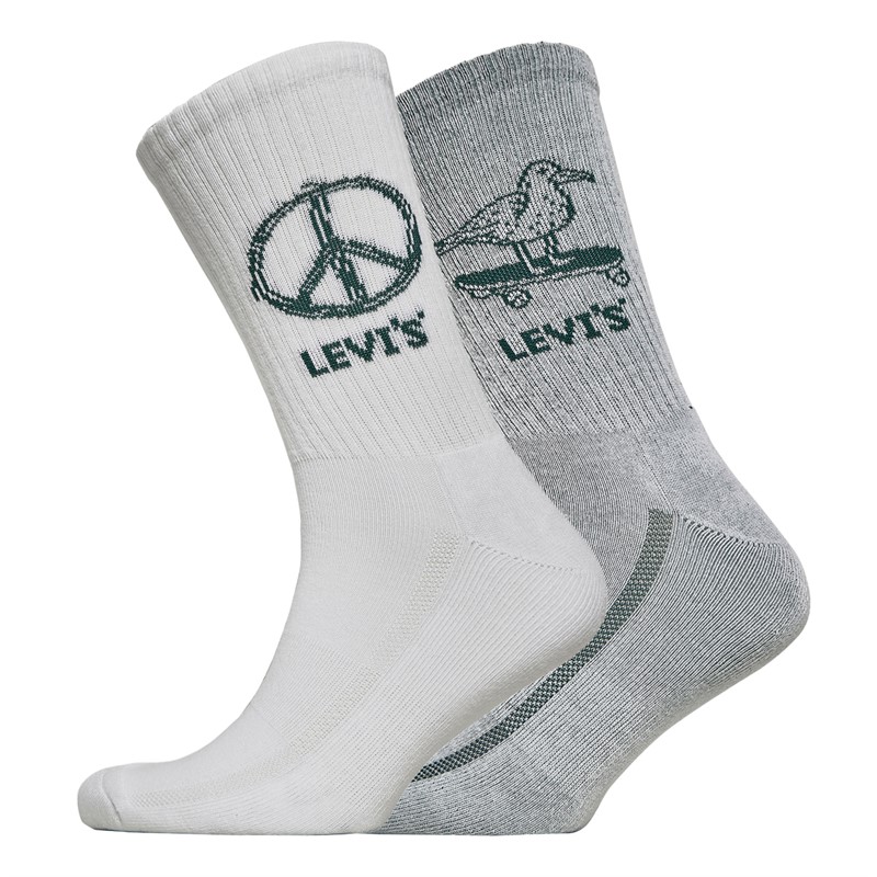 Levi's Mens Graphic Two Pack Regular Cut Socks Green Combo