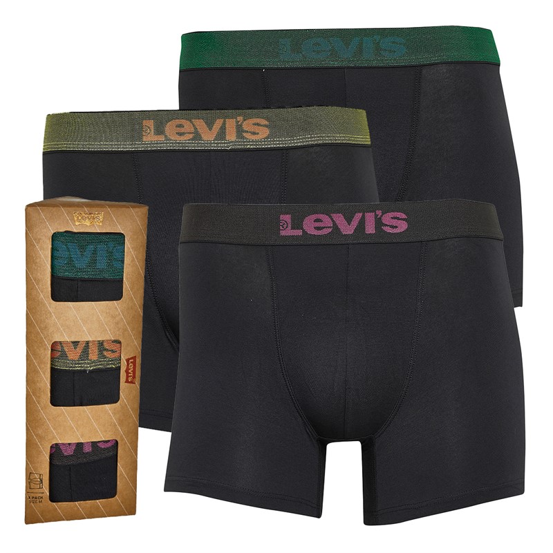 Levi's Mens Dystopian Three Pack Boxer Briefs With Gift Box Black Combo