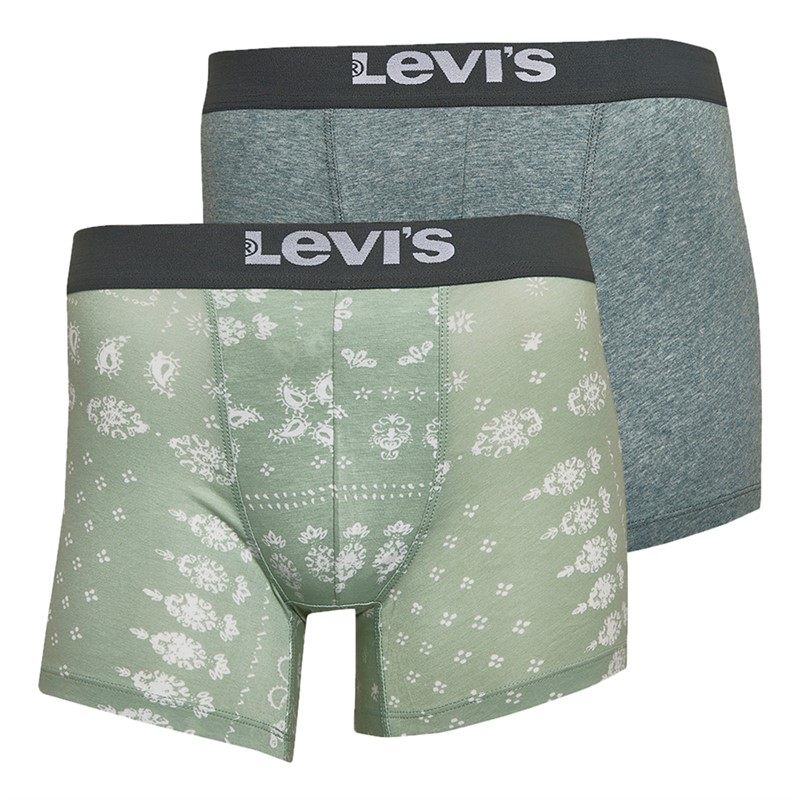 Levi's Mens Summer Bandana AOP Two Pack Boxer Briefs Green Combo