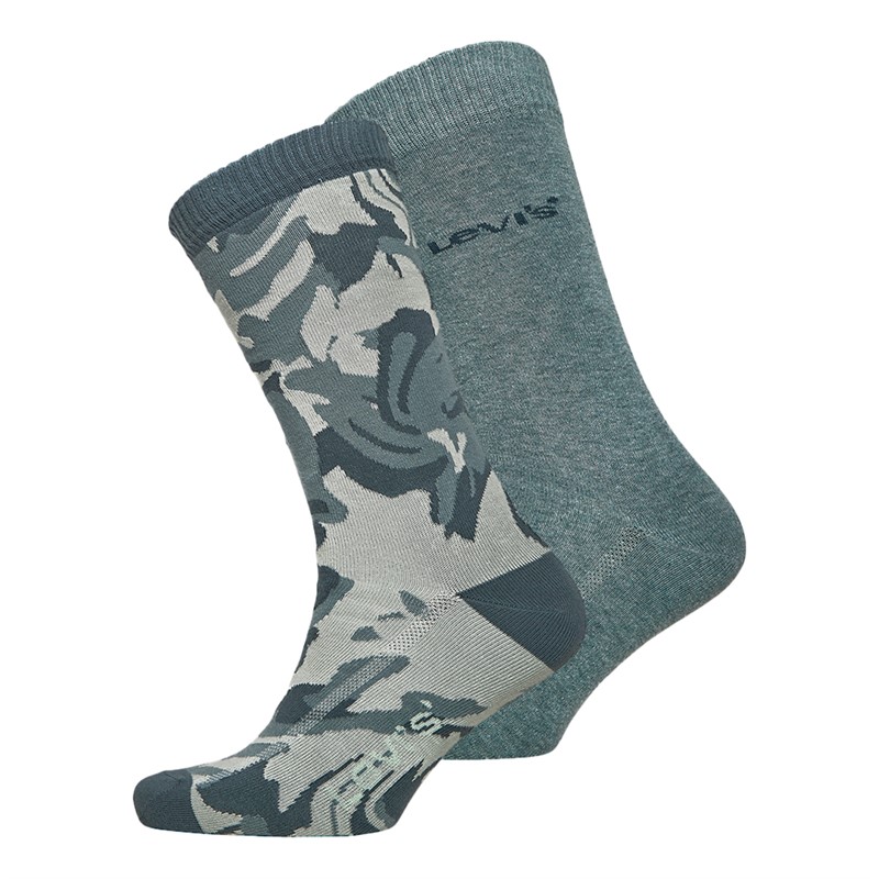 Levi's Mens Camo Two Pack Regular Cut Socks Dark Slate