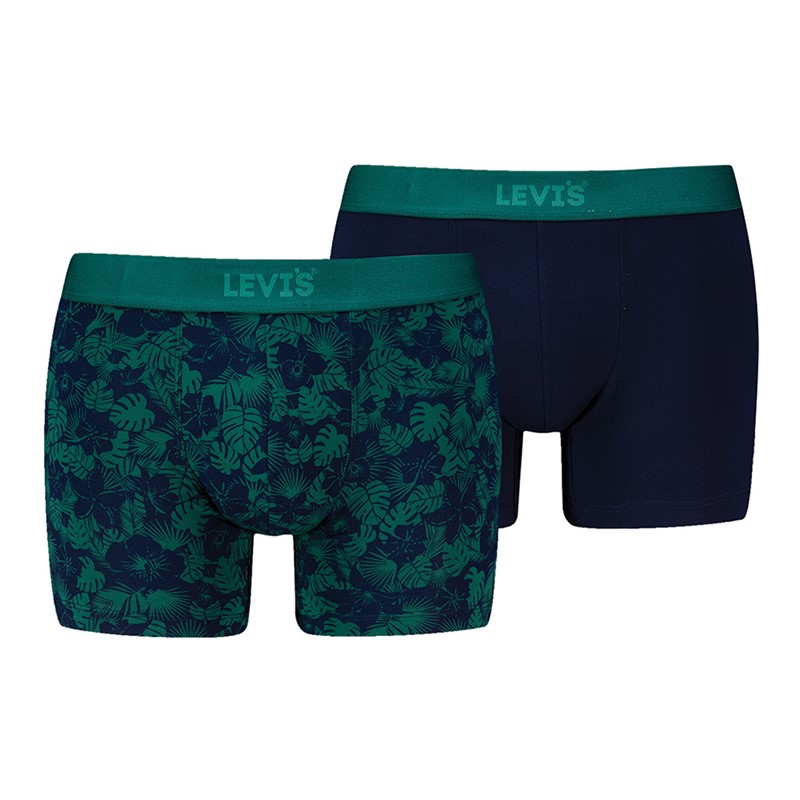 Levi's Mens Monstera Leaf AOP Two Pack Boxer Briefs Navy/Green