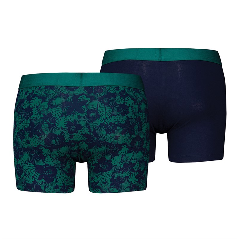 Levi's Mens Monstera Leaf AOP Two Pack Boxer Briefs Navy/Green