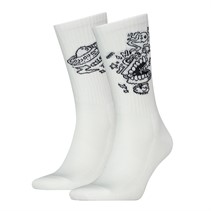 Levi's Mens Placed Graphic Two Pack Regular Cut Socks White