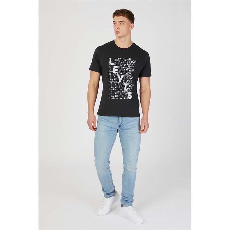 Levi's Mens Relaxed Fit T-Shirt Zigzag Headline Gd Caviar