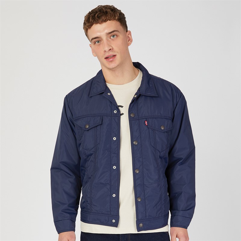 Levi's Mens Relaxed Fit Padded Trucker Jacket Peacoat