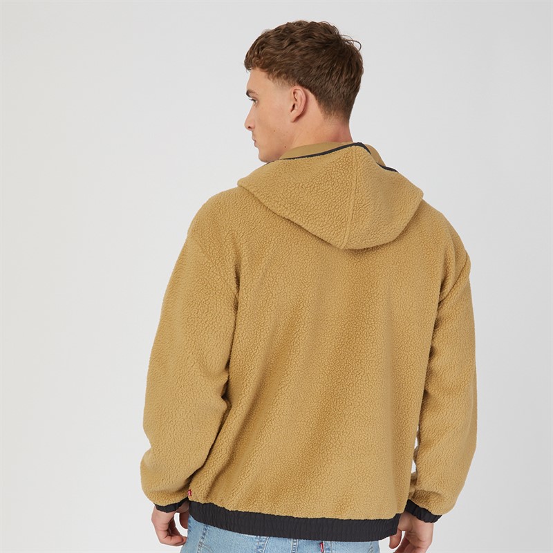 Levi's Mens Pop Hooded Sherpa Fleece British Khaki X