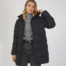 Levi's Womens Hooded Midi Puffer Coat Caviar