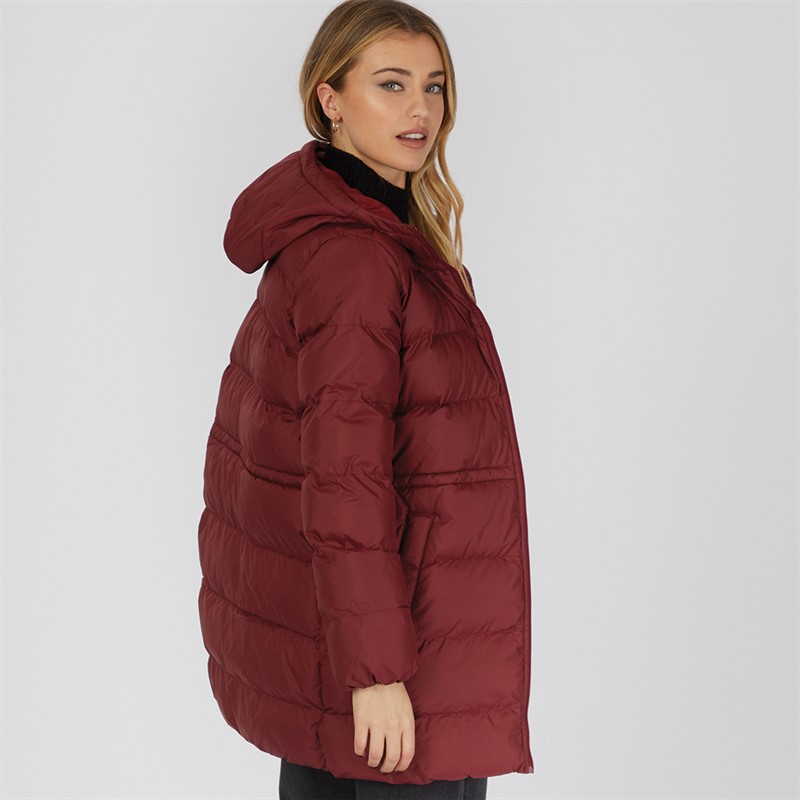 Levi's Womens Hooded Midi Puffer Coat Syrah