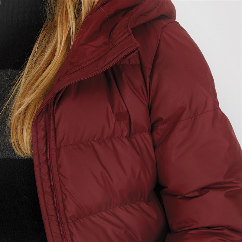 Levi's Womens Hooded Midi Puffer Coat Syrah