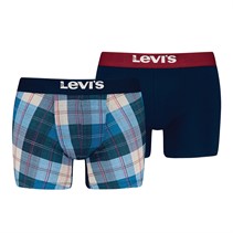 Levi's Mens Plaid AOP Two Pack Boxer Briefs Blue Combo