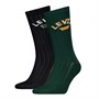 Levi's Mens Arched Logo Two Pack Regular Cut Socks Green/Black