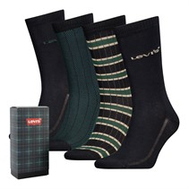 Levi's Mens Giftbox Stripe Four Pack Regular Cut Socks Green/Black